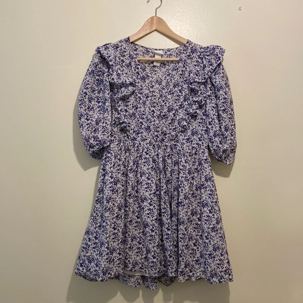 H&M puff sleeves floral ruffle mini dress. Size Xs. Very good condition - Picture 4 of 12
